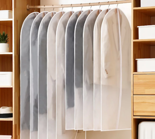 Use garment bags to protect your suits from dust and light 