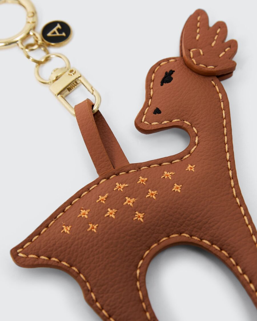 Rosie Hong Adorable deer leather charm keychain, perfect for bags and keys