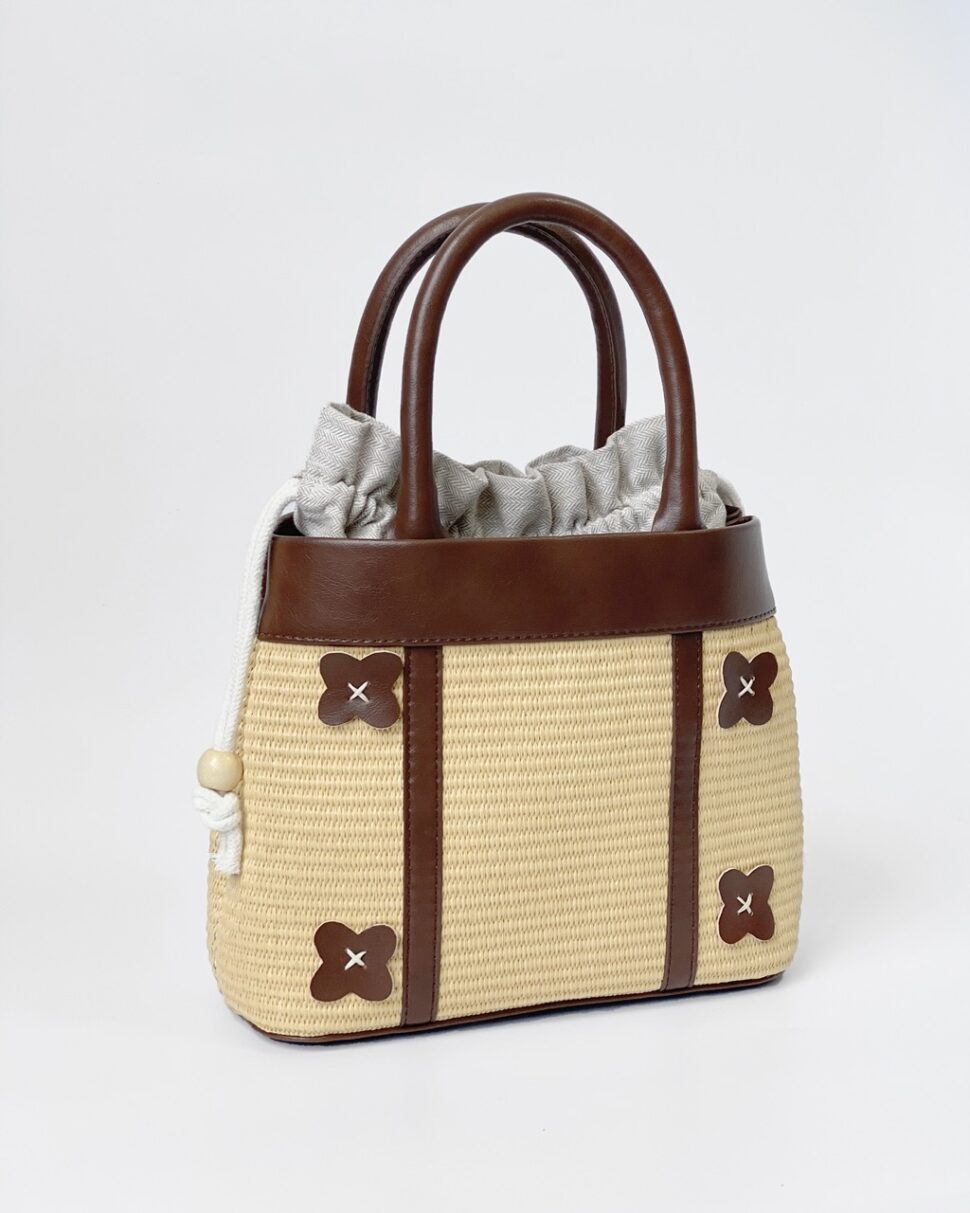 Eco-friendly leather bag with linen lining, great for summer outings