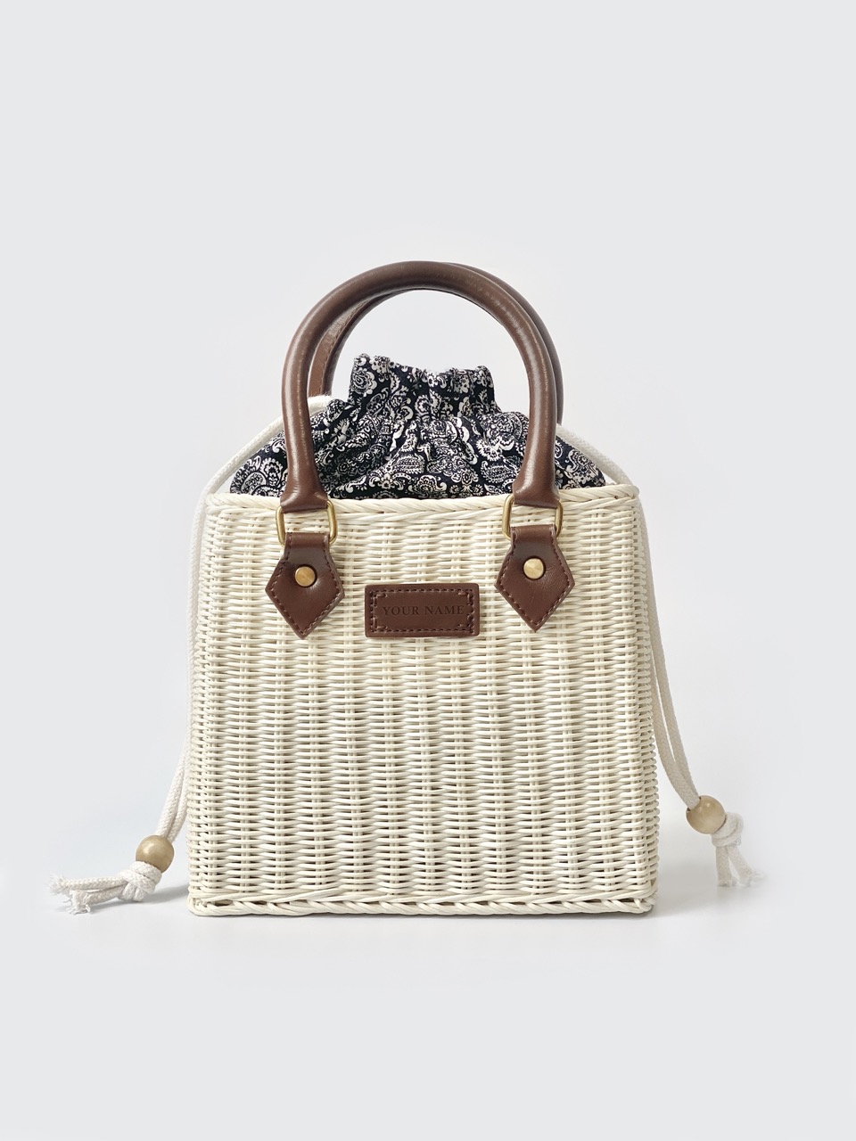 Rattan and microfiber combination bag, a perfect summer accessory