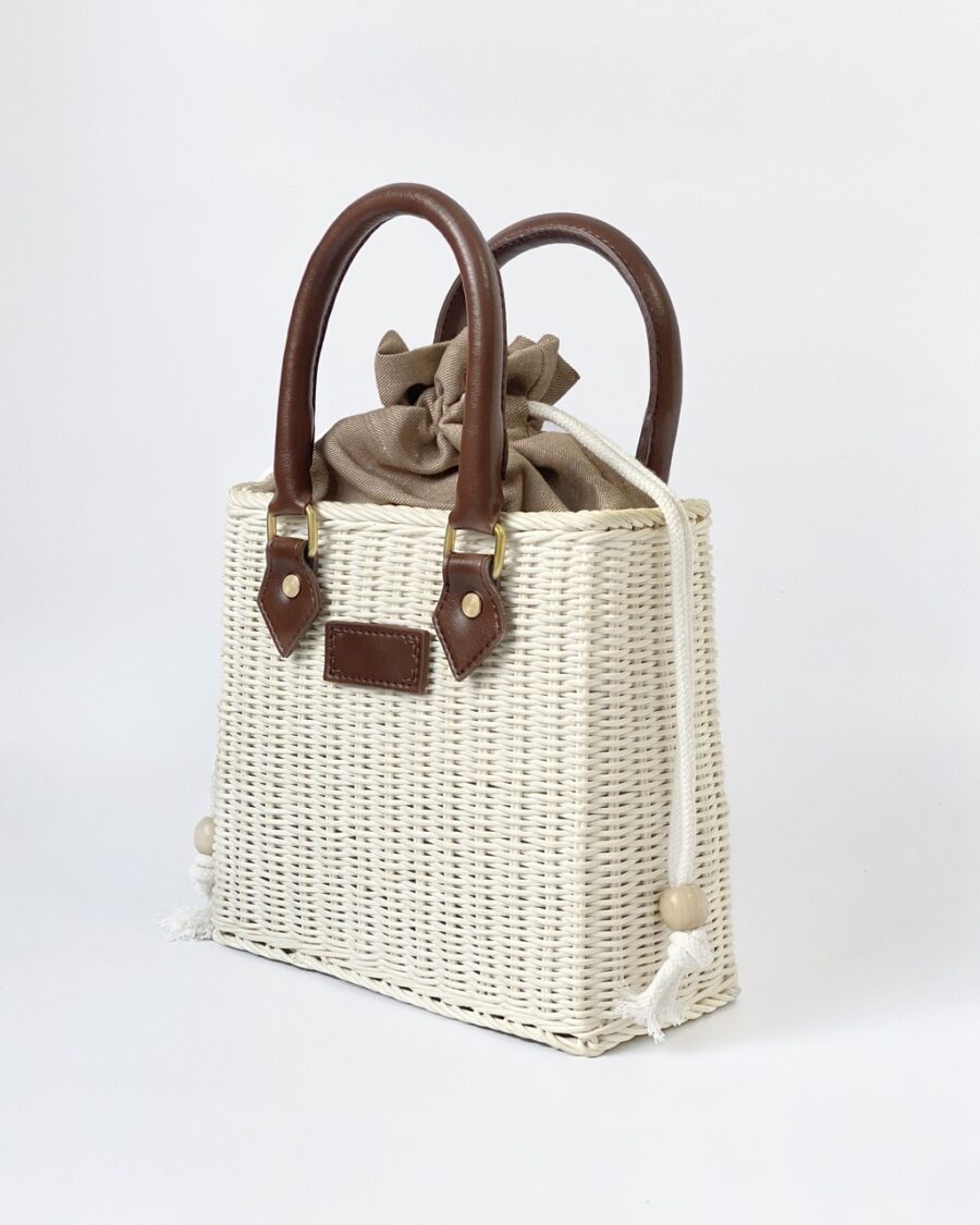 Basket rattan bag with natural linen lining, a special gift for her